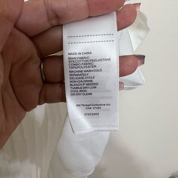 Ellen Tracy White Pleated Chiffon Crewneck Tee Small New - Picture 5 of 9